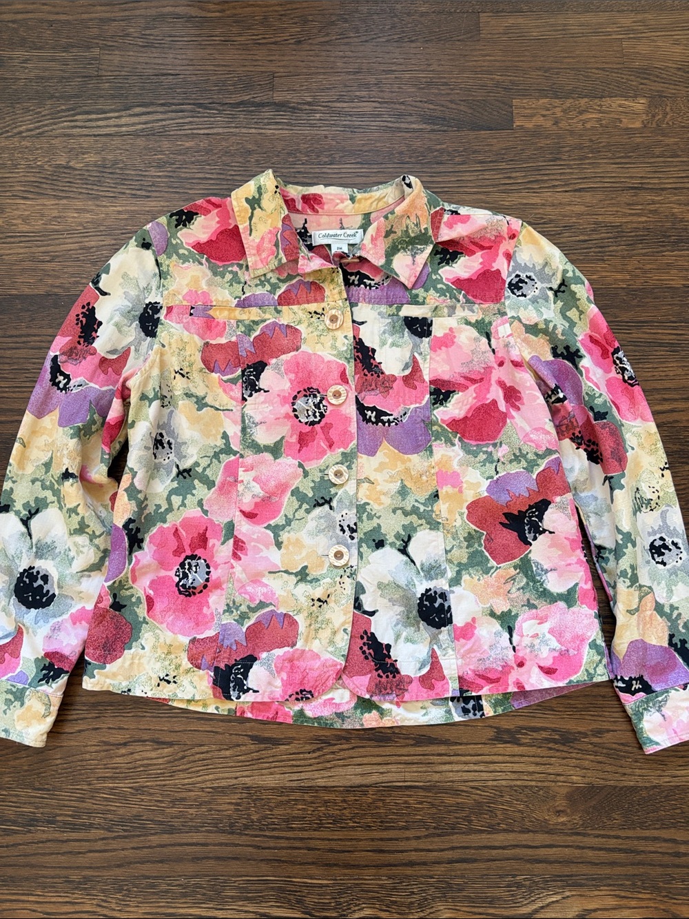 Coldwater Creek Multicolor Floral Silk Jacket in Pink & Green